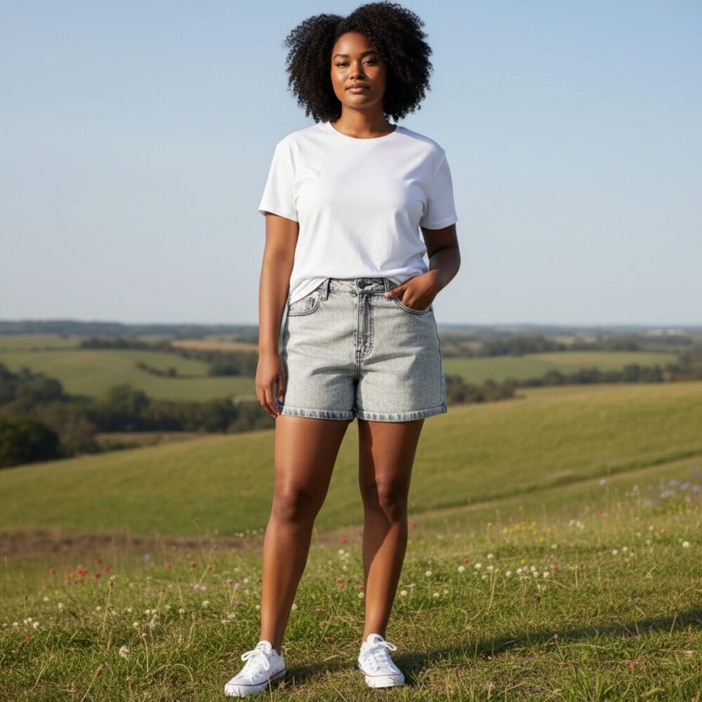 Wild Fable Women's Gray Acid Wash Highest Rise Mom Jean Shorts Size 14